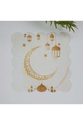 İslami Motifler Tasarımlı Ramazan Temalı Kumaş Kokteyl Peçetesi 1 Adet