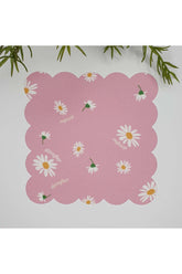 Pembe Zemin Papatya Desenli Yıkanabilir Kumaş Kokteyl Peçetesi 1 Adet