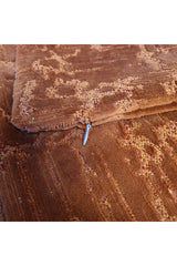 Devore Patterned Velvet Cushion Cover Copper Color