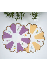 Flower Shaped Decorative Design Embroidered Edge Fabric Cocktail Napkin 2 Pieces