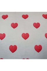 Heart Patterned Red Corduroy Cushion Cover