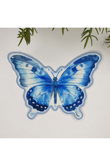 Blue Butterfly Shaped Embroidered Edge Fabric Cocktail Napkin 1 Piece