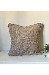 Luxurious Boucle Fabric Ribbed Brown Cushion Cover
