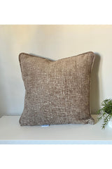 Luxurious Boucle Fabric Ribbed Brown Cushion Cover