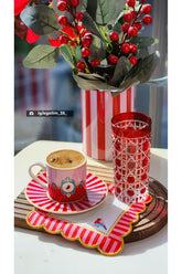 Decorative Edge Bird Patterned Digital Printed Embroidered Cocktail Napkin 1 Piece