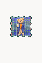 Yeşil Ekoseli Masal Teddy Ayıcık Nakışlı Kokteyl Peçetesi 1 Adet