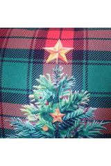 Red Green Plaid Christmas Tree Patterned Cushion Cover
