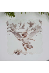 Kanatlı Melek Heykeli ve Çiçek Tasarımlı Lazer Kesim Kumaş Kokteyl Peçetesi 1 Adet