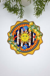 Sole di Sicilia Sun Pattern Yellow Embroidered Edge Cocktail Napkin 1 Piece