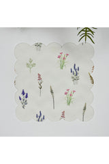 Wild Flower Patterned Laser Cut Fabric Cocktail Napkin 1 Piece