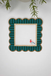 Decorative Edge Bird Patterned Digital Printed Embroidered Cocktail Napkin