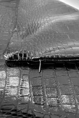 Siyah Suni Timsah Deri Kırlent Kılıfı - 43x43cm