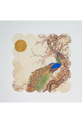 Peacock Japanese Flower Pattern Laser Cut Washable Cocktail Napkin