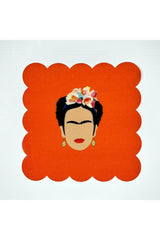Mexican Woman Drawing Digital Printed Cocktail Napkin Washable Laser Cut