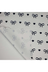 Laser Cut Fabric Oven Cover with Black Bow and Heart Pattern
