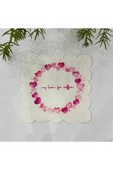 Kalp Desenli Kumaş Kokteyl Peçetesi Yıkanabilir Lazer Kesimli