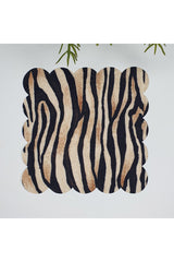 Zebra Stripe Patterned Laser Cut Fabric Cocktail Napkin 1 Piece