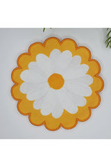 Orange Embroidered Edge Cocktail Napkin with Daisy Design, 1 Piece