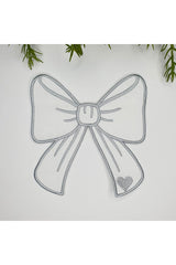 Silver Gray Ribbon Embroidered Cocktail Napkin 1 Piece