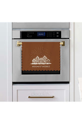 Cinnamon Colored New Year's House and Slogan Patterned Laser Cut Oven Cover