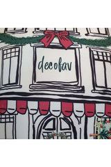 Hand-Drawn Christmas Shop Designed Corded Cushion Cover