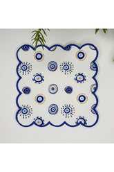 Embroidered Fabric Cocktail Napkin with Abstract Evil Eye Bead Pattern, 1 Piece