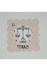 Digitally Printed Laser Cut Cocktail Napkin with Libra Zodiac Sign Pattern