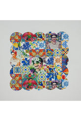 Tile Pattern Mexican Woman Figured Patterned Digital Printed Laser Cut Cocktail Napkin