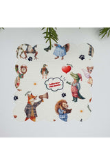 Cute Animal Patterned Laser Cut Fabric Cocktail Napkin 1 Piece