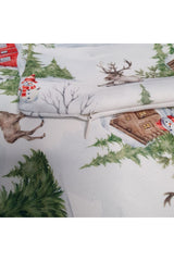 Soft Winter View Deer Snowman Patterned Christmas Cushion Cover