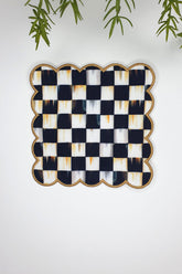 Eskitme Dama Desenli Etrafı Nakışlı Dijital Baskılı Kumaş Kokteyl Peçetesi 1 Adet