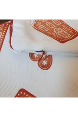 Gingerbread Houses and Hearts Designed Corded Cushion Cover