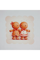 Laser Cut Cocktail Napkin with Christmas Cookie Man and Cookie Girl Pattern