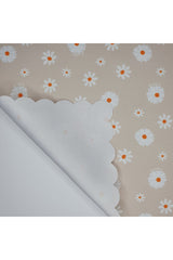 Bej Zemin Papatya Desenli Lazer Kesim Kumaş Fırın Örtüsü