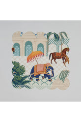 Kraliyet Hayvanları Manzaralı Dijital Baskılı Kumaş Kokteyl Peçetesi Lazer Kesimli