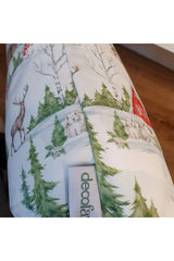 Soft Winter View Deer Snowman Patterned Christmas Cushion Cover