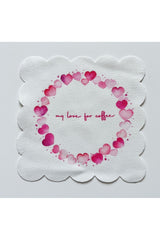 My Love For Coffee Patterned Fabric Cocktail Napkin Washable Laser Cut