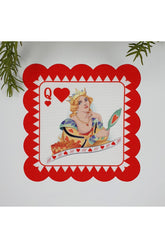 Kırmızı Kupa Kızı İskambil Desenli Dijital Baskılı Kumaş Kokteyl Peçetesi 1 Adet