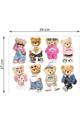 Cool Teddy Bears Sticker Set of 8 Stickers
