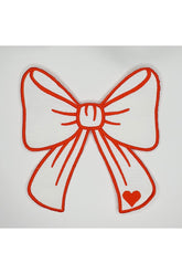 Kurdele Şeklinde Turuncu Nakışlı Dekoratif Kumaş Kokteyl Peçetesi 1 Adet