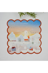 Sulu Boya Yılbaşı Sabahı Harika Manzara Desenli Dijital Baskılı Nakışlı Kokteyl Peçetesi - Decofav | Kırlent, Sofra Tekstili, Kumaş