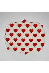 Kalp Desenli Dijital Baskılı Kokteyl Peçetesi Yıkanabilir Lazer Kesimli