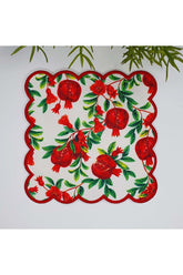 Sulu Boya Nar Desenli Nakış Kenar Kokteyl Peçetesi 1 Adet