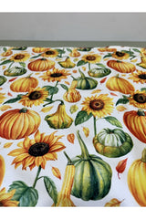 Runner Kabak Desenli Halloween Ayçiçeği Desenli Dijital Baskılı