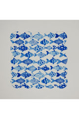 Watercolor Elegant Fish Pattern Digitally Printed Laser Cut Cocktail Napkin