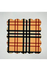 Checked Pattern Digital Printed Cocktail Napkin Washable Laser Cut