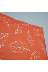 Autumn Themed Cushion Cover with Orange Leaf Pattern