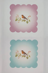 Pastel Pink Background Bird Pattern Digital Printed Laser Cut Cocktail Napkin 2 Pieces