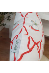 New Year's Themed Red Bow and Object Patterned Cushion Cover