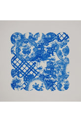 Mavi Elegant Çini Desenli Dijital Baskılı Lazer Kesim Kokteyl Peçetesi